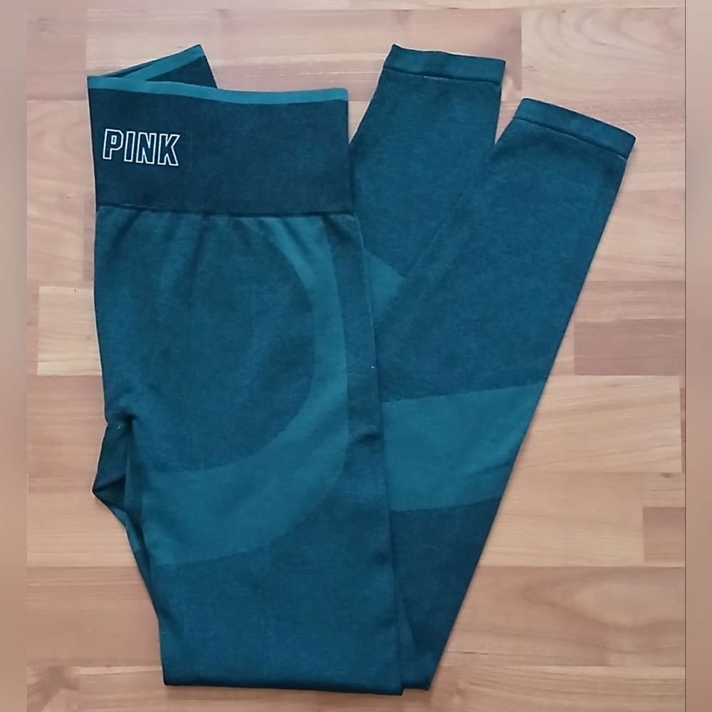 PINK Victoria's Secret Green Seamless Leggings XS Activewear Athleisure Sport